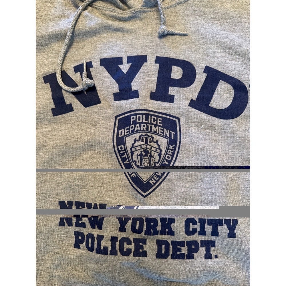 NYPD New York City Police Dept Gray Pullover Hoodie Fruit of the Loom 2XL